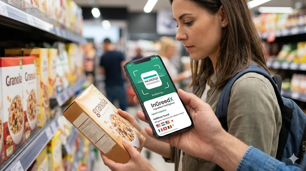 Client scanning a packaged food label with InGreedX ingredient intelligence